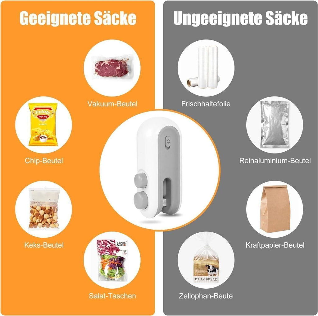 D&C Portable Mini Sealing Machine 2 in 1 USB Rechargeable Magnetic Bag Sealer Heat Seal with Cutter