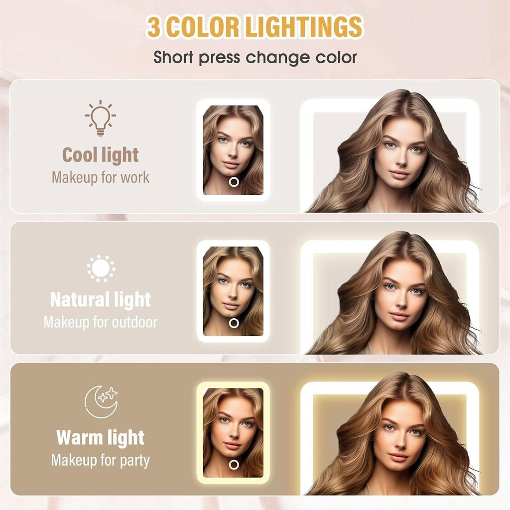 D&C White Jewelry Box with LED Mirror