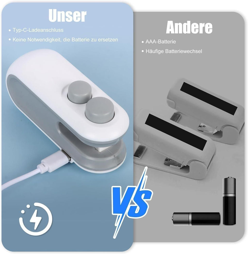 D&C Portable Mini Sealing Machine 2 in 1 USB Rechargeable Magnetic Bag Sealer Heat Seal with Cutter